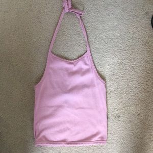 Pink halter crop top